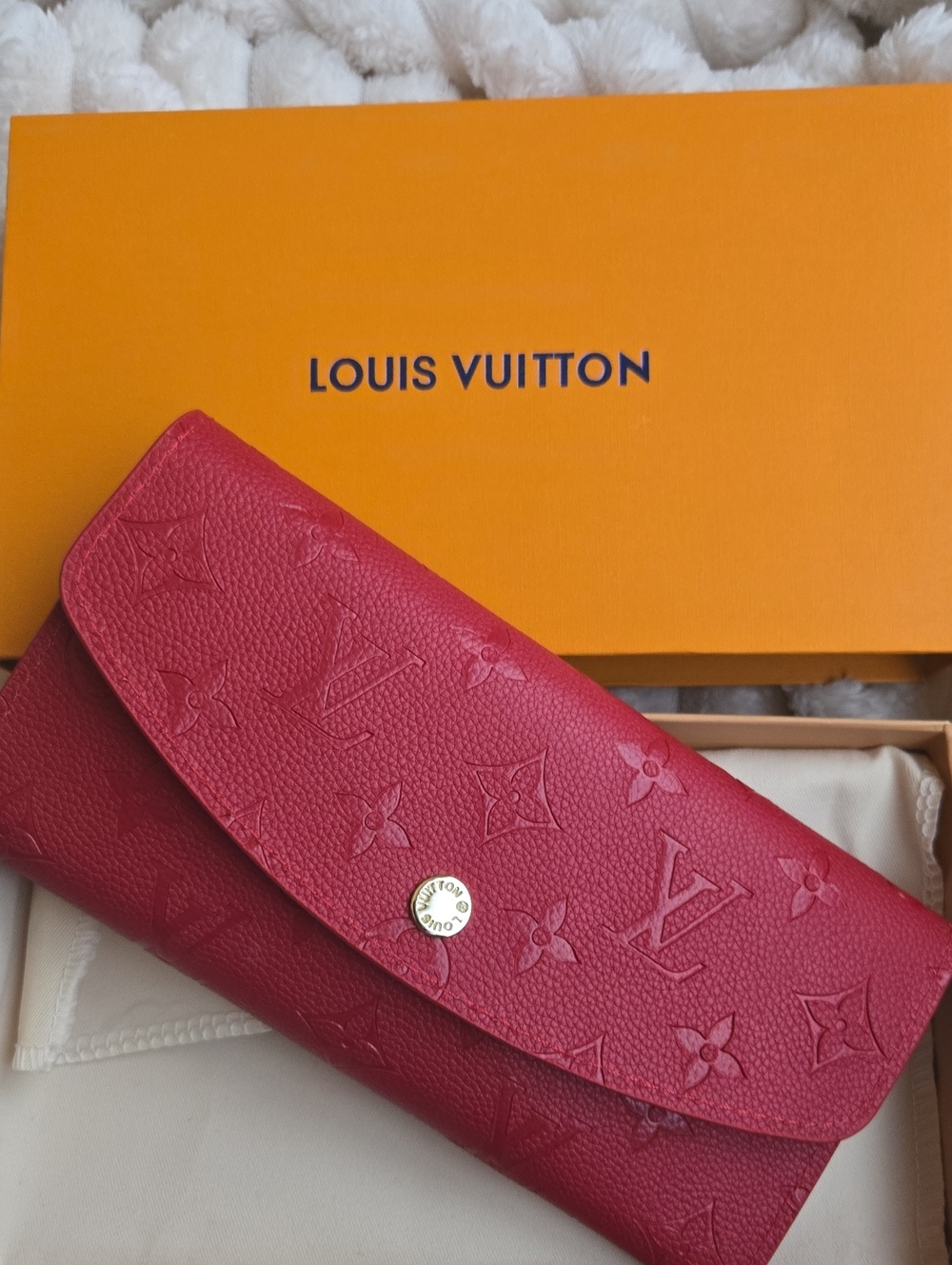 Red Monogram Wallet . Large Size. Comes In Pouch, Original Box Ready For Gifting